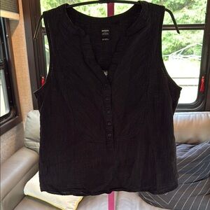 Prana Black Boxy Sleeveless Mandarin Collar Tank